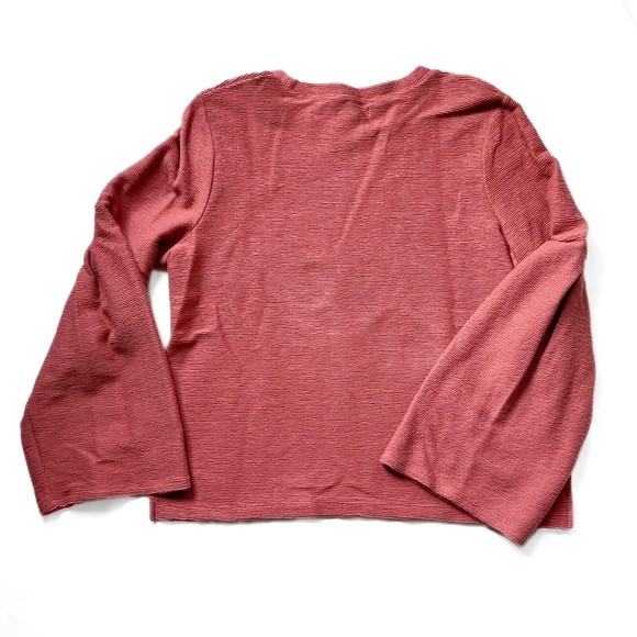 MADEWELL Sweater Ribbed Salmon Mauve Round Neckline Bell Balloon Sleeve Sz XL - Picture 4 of 7
